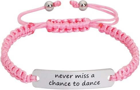 Meiba Dancer Gift Braided Rope ID Bracelet Engraved Never Miss a Chance to Dance Adjustable Bracelet Gift for Dance Teacher in Kuwait