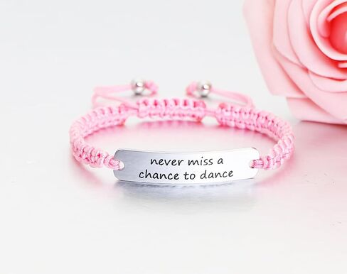 Meiba Dancer Gift Braided Rope ID Bracelet Engraved Never Miss a Chance to Dance Adjustable Bracelet Gift for Dance Teacher in Kuwait