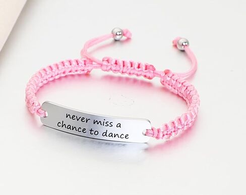 Meiba Dancer Gift Braided Rope ID Bracelet Engraved Never Miss a Chance to Dance Adjustable Bracelet Gift for Dance Teacher in Kuwait