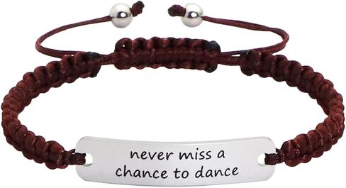 Meiba Dancer Gift Braided Rope ID Bracelet Engraved Never Miss a Chance to Dance Adjustable Bracelet Gift for Dance Teacher in Kuwait