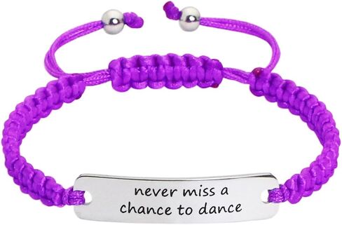Meiba Dancer Gift Braided Rope ID Bracelet Engraved Never Miss a Chance to Dance Adjustable Bracelet Gift for Dance Teacher in Kuwait