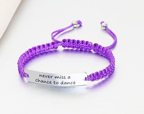 Meiba Dancer Gift Braided Rope ID Bracelet Engraved Never Miss a Chance to Dance Adjustable Bracelet Gift for Dance Teacher in Kuwait