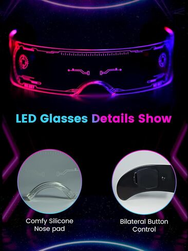 Rave Glasses Outfits for Women Men LED Light up Glasses Cool Gadgets 5Model 7Color, Halloween Cosplay Party Bar in Saudi Arabia