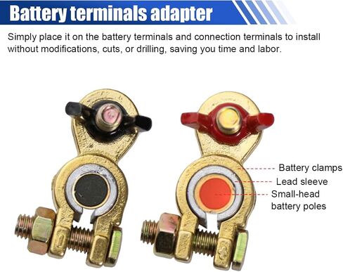 Car Battery Post Shims, Pure Lead Anode Cathode Terminal Converter Adaptor, Positive & Negative Battery Terminal Post Sleeves, Universal Car Accessories for Most Vehicles (2PCS) in Kuwait