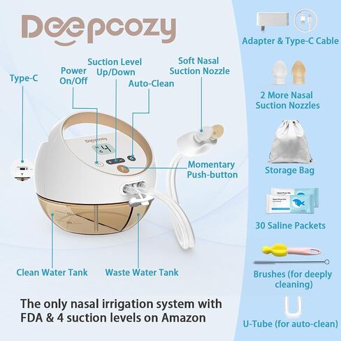 Fathers Day Gifts, Electric Nasal Irrigation System Nasal Rinse with 30 Salt Packets, Sinus Rinse Machine, Nose Cleaner for Sinus Adult, Nasal Flush Congestion & Running Nose Relief Auto-Clean in Saudi Arabia