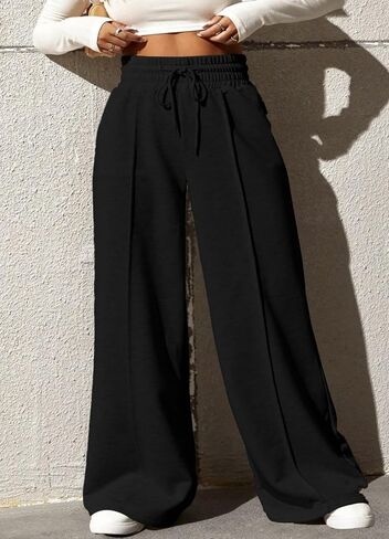 YeGine Women Plus Size Wide Leg Sweatpants Elastic Waist Loose Fit Summer Casual Drawstring Baggy Active Pants in Saudi Arabia