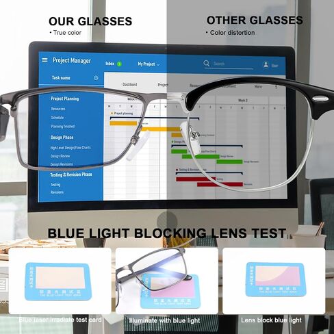 MIRYEA Blue Light Blocking Glasses UV400 Sunglasses Computer Gaming Eyeglasses Eye Protection Metal Eyewear for Men and Women in Saudi Arabia