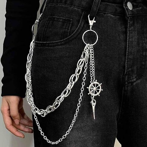 سلاسل النجوم لسلسلة الجيب القوطية الشرير للرجال نساء سلسلة جينز الطبقات الطويلة للرجال سلسلة بنطلون سيلون in Kuwait
