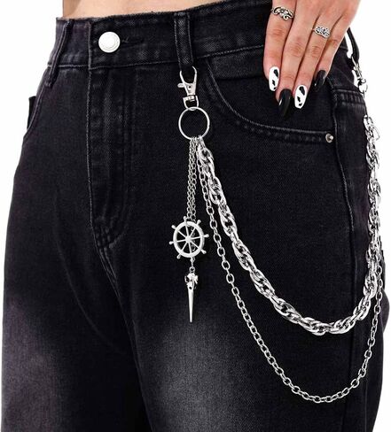 Star Chains for Pants Punk Goth Pocket Chain for Men Women Long Layered Jeans Chain for Men Silver Wallet Chain Rock Trouser Chain for Jeans in Kuwait
