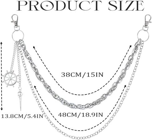 Star Chains for Pants Punk Goth Pocket Chain for Men Women Long Layered Jeans Chain for Men Silver Wallet Chain Rock Trouser Chain for Jeans in Kuwait