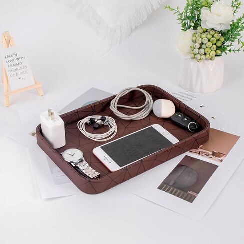 SANQIANWAN Faux Leather Valet Tray for Men Nightstand Bedside Entry Table Tray Catchall Tray for Keys,Wallet,Phone,Watch,Jelwery and Coin Gift for Dad Husband Boyfriend Uncle (Black) in Saudi Arabia