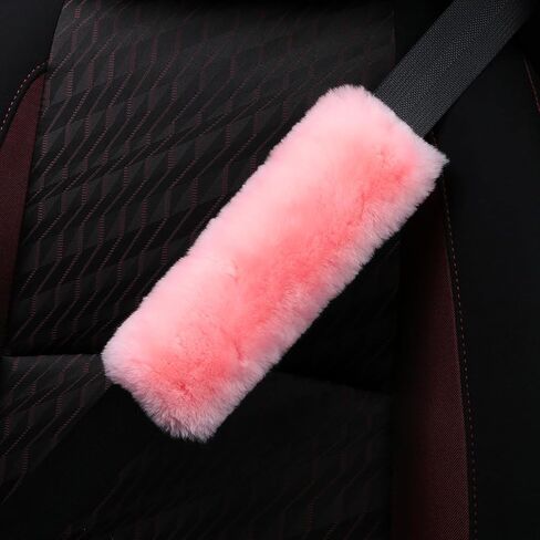 2pc Soft Genuine Sheepskin Wool Auto Seat Belt Cover Seatbelt Shoulder Pad for a More Comfortable Driving, Compatible with All Cars(Black) in Saudi Arabia