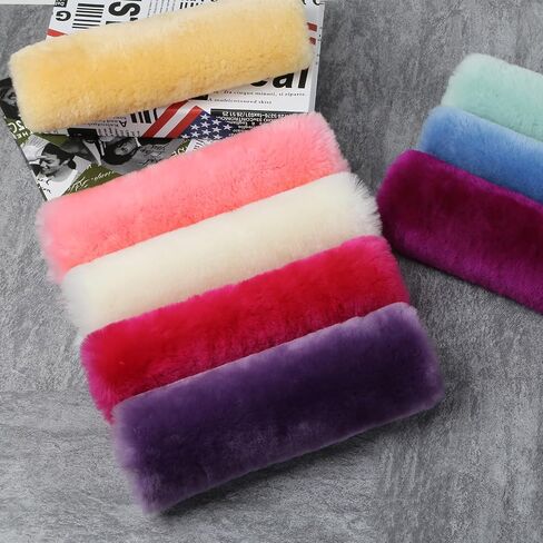 2pc Soft Genuine Sheepskin Wool Auto Seat Belt Cover Seatbelt Shoulder Pad for a More Comfortable Driving, Compatible with All Cars(Black) in Saudi Arabia