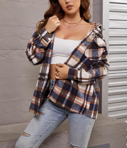 Womens Corduroy Button Down Shirt Long Sleeve Plaid Shackets Loose Business Casual Fashion Blouse Tops in Kuwait