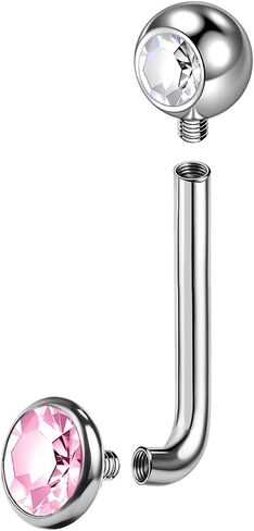 BodyAce ASTM F136 Titanium Christina Barbells, 14G Internally Threaded VCH Belly Rings, Cubic Zirconia L Bent Christina Piercing Jewelry 10/12/14/16mm in Saudi Arabia