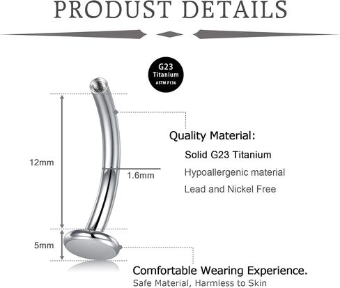 VCMART Floating Titanium Belly Button Ring G23 Titanium Internally Threaded Belly Button Piercing 14G Hypoallergenic Belly Rings for Women 8mm 10mm 12mm 14mm Short Long Belly Piercing Jewelry in Saudi Arabia