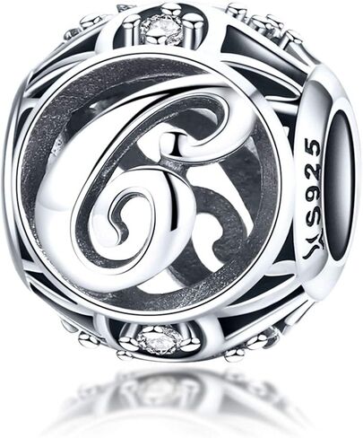 Alphabet Initial Letter A-Z Clear CZ 925 Sterling Silver Bead Fits Pandora Charm Bracelet in Saudi Arabia