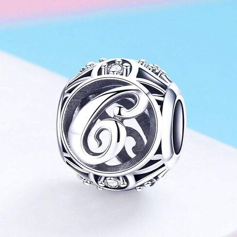 Alphabet Initial Letter A-Z Clear CZ 925 Sterling Silver Bead Fits Pandora Charm Bracelet in Saudi Arabia