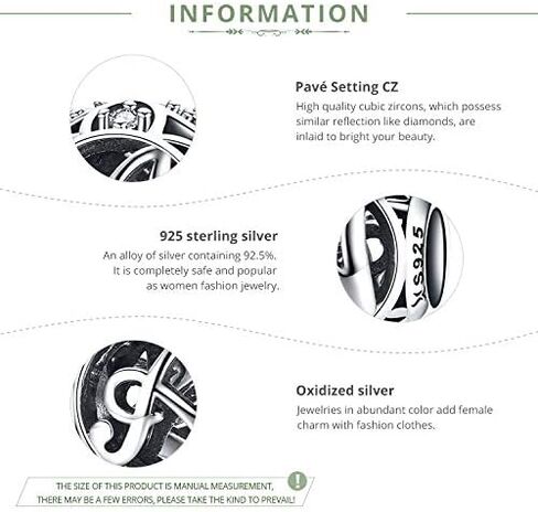Alphabet Initial Letter A-Z Clear CZ 925 Sterling Silver Bead Fits Pandora Charm Bracelet in Saudi Arabia