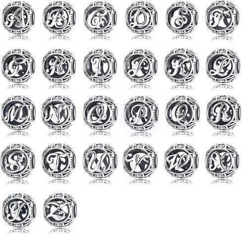 Alphabet Initial Letter A-Z Clear CZ 925 Sterling Silver Bead Fits Pandora Charm Bracelet in Saudi Arabia