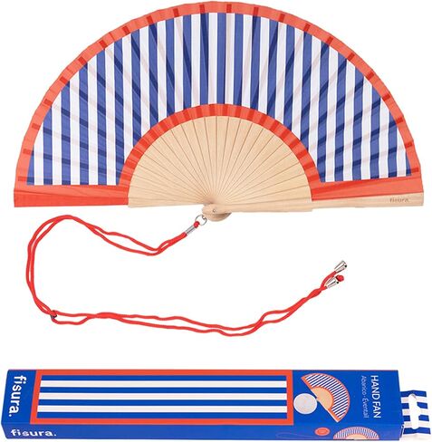 Fisura - Original aqua folding fan. Blue handheld folding fan for women. Hanger included. Fans for wedding, party, gift. in Saudi Arabia