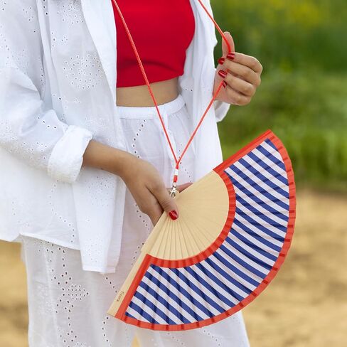 Fisura - Original aqua folding fan. Blue handheld folding fan for women. Hanger included. Fans for wedding, party, gift. in Saudi Arabia