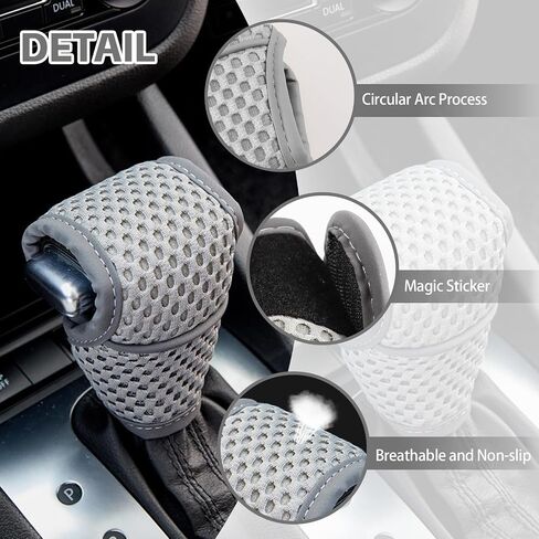 Car Gear Shift Knob Cover, Breathable Car Gear Shifting Knob Cover Protector, Anti-Slip Shifter Cover Universal for Most Cars SUVs Trucks, Vehicle Interior Decor Accessories (Black+Red) in Saudi Arabia