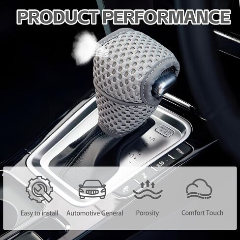 Car Gear Shift Knob Cover, Breathable Car Gear Shifting Knob Cover Protector, Anti-Slip Shifter Cover Universal for Most Cars SUVs Trucks, Vehicle Interior Decor Accessories (Black+Red) in Saudi Arabia