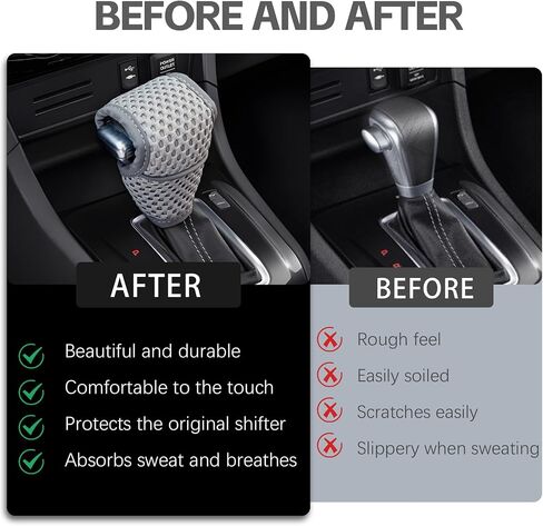Car Gear Shift Knob Cover, Breathable Car Gear Shifting Knob Cover Protector, Anti-Slip Shifter Cover Universal for Most Cars SUVs Trucks, Vehicle Interior Decor Accessories (Black+Red) in Saudi Arabia
