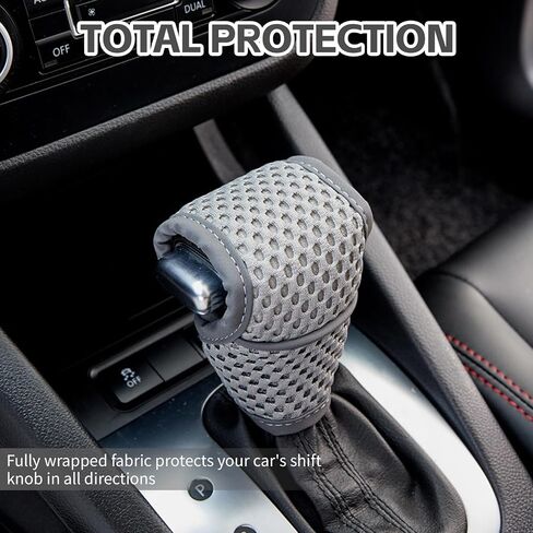 Car Gear Shift Knob Cover, Breathable Car Gear Shifting Knob Cover Protector, Anti-Slip Shifter Cover Universal for Most Cars SUVs Trucks, Vehicle Interior Decor Accessories (Black+Red) in Saudi Arabia