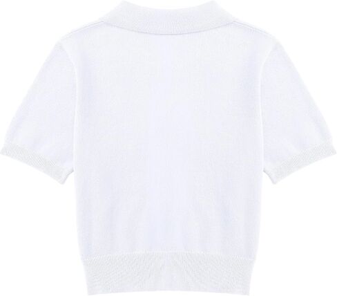 Girls Short Sleeve Polo Shirt V Neck Button Down Shirts Summer Knit School Uniform Crop Tops in Kuwait