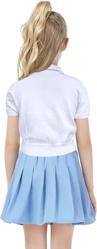 Girls Short Sleeve Polo Shirt V Neck Button Down Shirts Summer Knit School Uniform Crop Tops in Kuwait