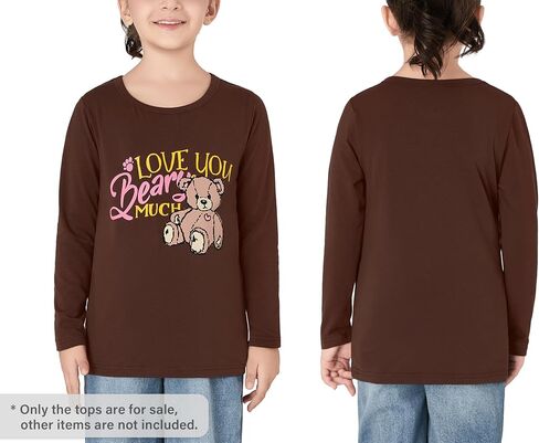 Girls Long Sleeve T-Shirt 3 Packs- Soft Tops Star Dog/Heart Shaped Balloons/Bunny Graphic Tee Size 6-14 in Saudi Arabia