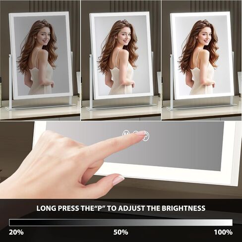 Vanity Mirror with Lights 22.8"x18.1" Hollywood Makeup Mirror 3 Color Dimmable Light Modes Lighted LED Makeup Mirror USB Charging Port and 10X Magnification Makeup Vanity Mirror White in Saudi Arabia
