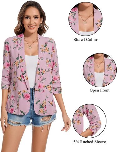 MINTLIMIT Womens Chiffon Blazer 3/4 Sleeve Shawl Collar Open Front Blazers Casual Work Office Cardigan Suit Jacket in Saudi Arabia