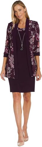 R&M Richards Womens Plus Floral Print Knee-Length Two Piece Dress in Saudi Arabia