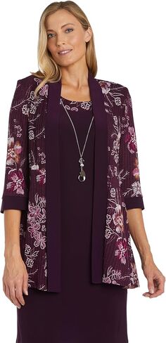 R&M Richards Womens Plus Floral Print Knee-Length Two Piece Dress in Saudi Arabia