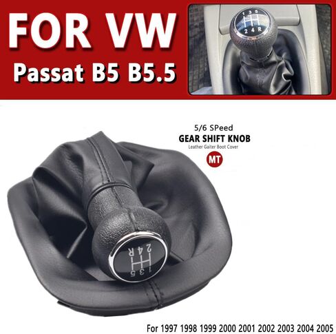 Manual Car Gear Shift Knob Lever Gaiter Boot Cover for Volks-wagen VW Passat B5 B5.5 1997-2005 (Black-5 Speed) in Saudi Arabia
