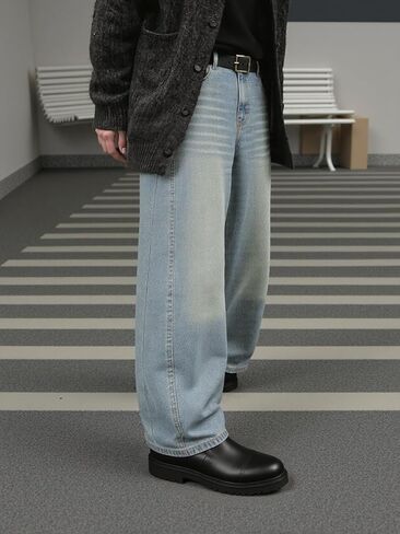 Mens Baggy Jeans Wide Leg Y2k Denim Pants Skater Hip Hop Fashion Loose Fit Casual Trousers Streetwear in Saudi Arabia