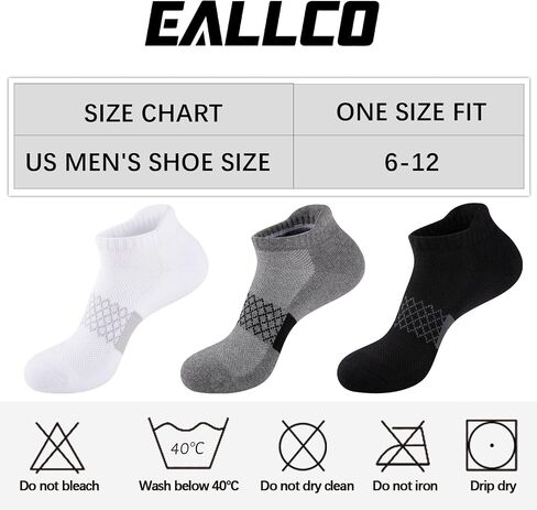جوارب الكاحل من Eallco Mens Cotton Athletic الركض المنخفض المقطوع في لعبة Tab Sport Tab Socks 7 أزواج in Kuwait