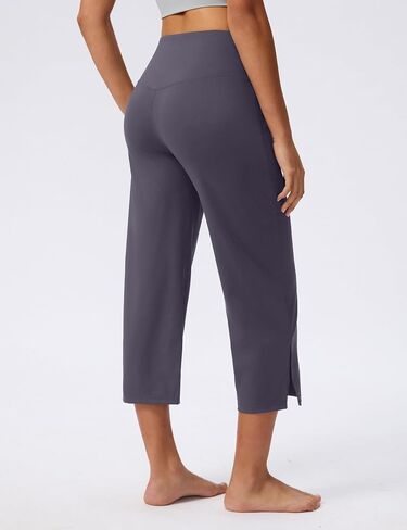 Capri Pants for Women Wide Leg Yoga Capris with Pockets Stretch High Waist Crop Pants Loose Travel in Kuwait