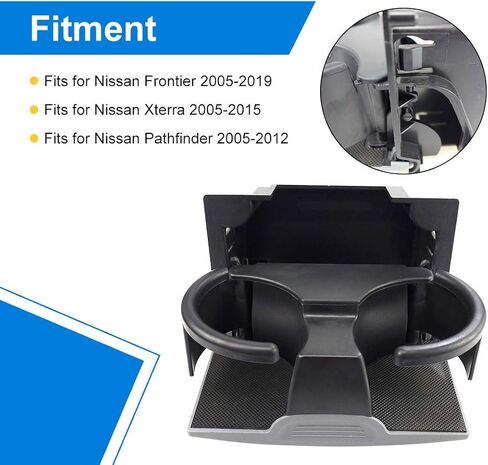 حامل كأس وحدة التحكم في المركز الخلفي يناسب Nissan Frontier Xterra Pathfinder 2005-2019 استبدال OE 96965-ZS00A ، 96965-ZP00C ، 96965-ZP00D- حامل كوب وحدة التحكم في مركز المقعد الخلفي (أسود+ رمادي فاتح) in Kuwait