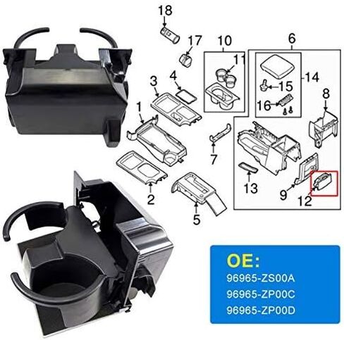 حامل كأس وحدة التحكم في المركز الخلفي يناسب Nissan Frontier Xterra Pathfinder 2005-2019 استبدال OE 96965-ZS00A ، 96965-ZP00C ، 96965-ZP00D- حامل كوب وحدة التحكم في مركز المقعد الخلفي (أسود+ رمادي فاتح) in Kuwait