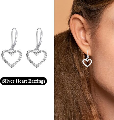 14K Gold Plated Sterling Silver Lever Back Heart Earrings for Women, Leverback CZ Heart Hoop Earrings Hypoallergenic Jewelry Gift in Saudi Arabia