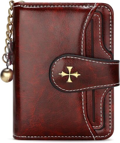 KUNWFNIX Wallet Women Small Leather Slim Wallet Bifold Womens Card Wallet with Zipper Coin Pocket ID Windows (Red 933) in Kuwait