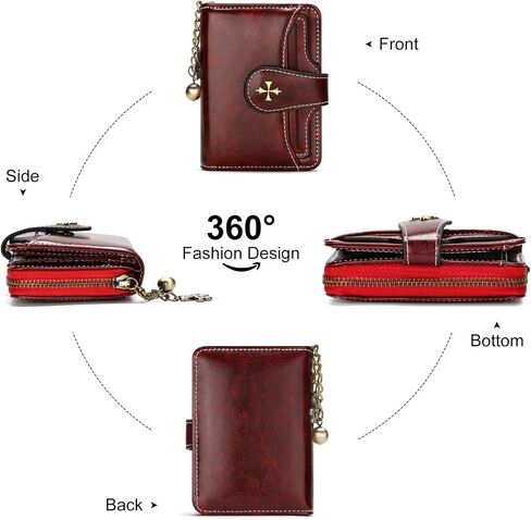 KUNWFNIX Wallet Women Small Leather Slim Wallet Bifold Womens Card Wallet with Zipper Coin Pocket ID Windows (Red 933) in Kuwait
