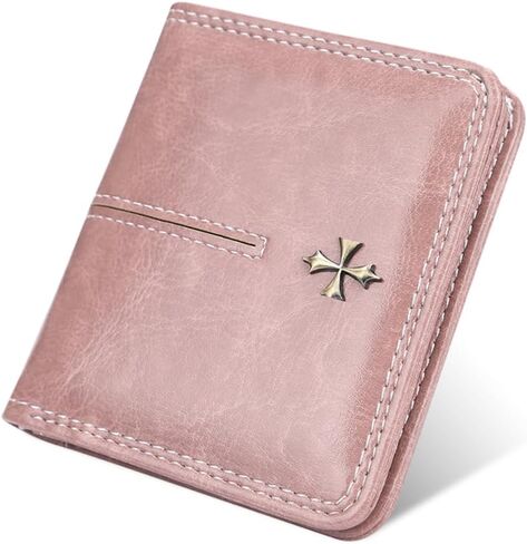 Kunwfnix Wallet Women Leather Leather Wallet Slim Wallet Bifold Womens Wallet with Zipper Coin Pocket Id Windows (Red 933) in Kuwait