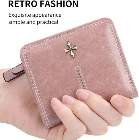 Kunwfnix Wallet Women Leather Leather Wallet Slim Wallet Bifold Womens Wallet with Zipper Coin Pocket Id Windows (Red 933) in Kuwait