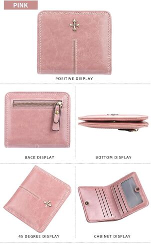 Kunwfnix Wallet Women Leather Leather Wallet Slim Wallet Bifold Womens Wallet with Zipper Coin Pocket Id Windows (Red 933) in Kuwait