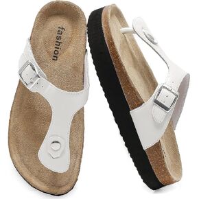Arch Support Thong Sandals for Women, Cork Flip Flops with Adjustable Buckle Straps, Comfortable Casual Summer Footwear for Beach & Outdoor Activities